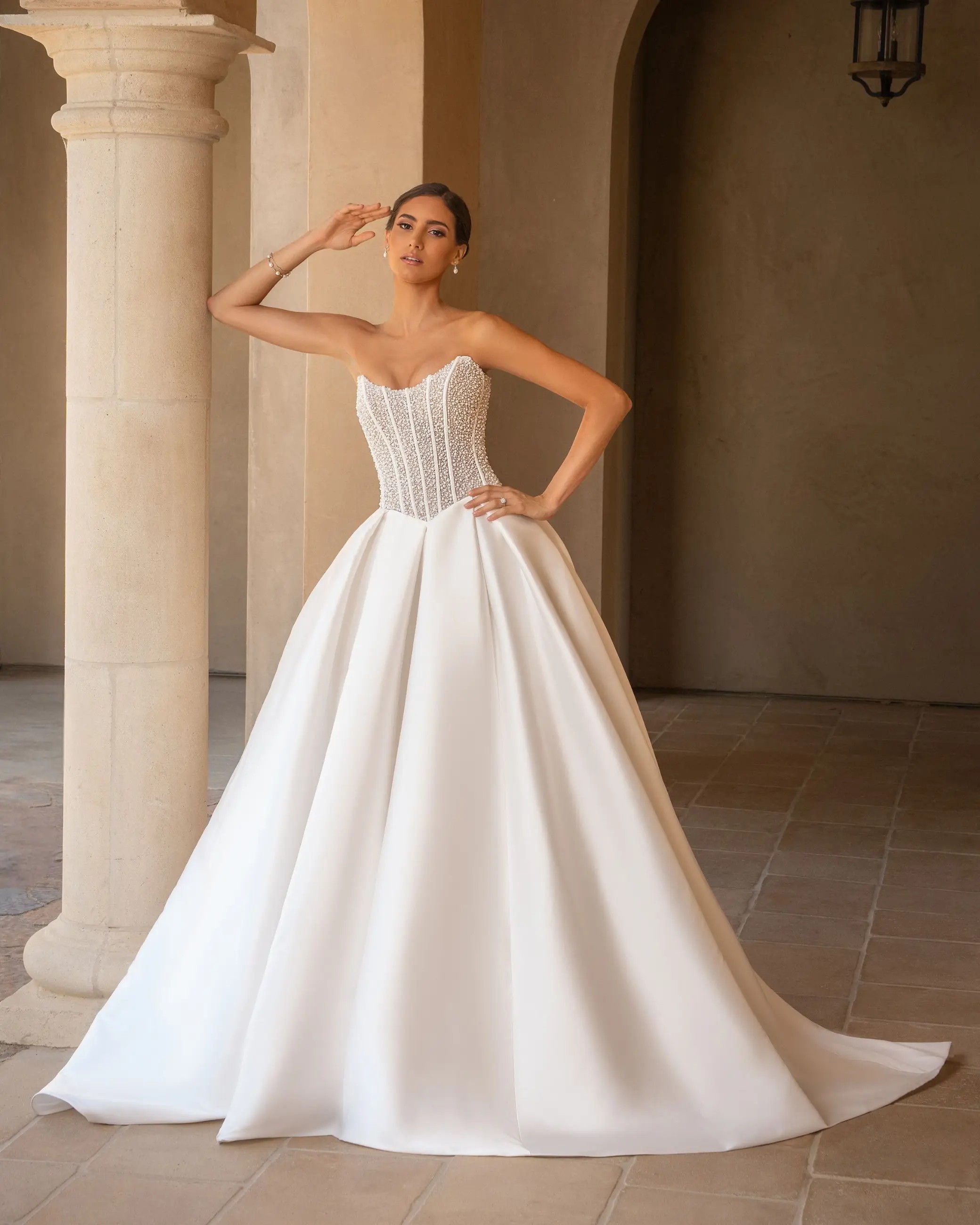 Elegance Redefined: The Beauty of Basque Waist Wedding Dresses Image