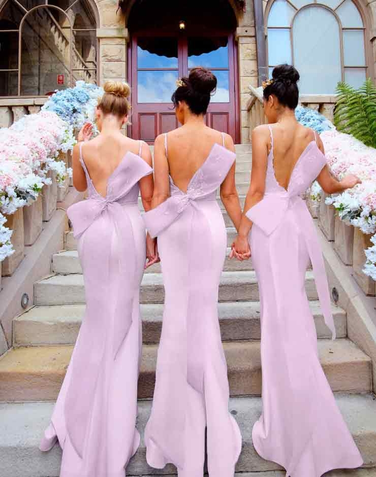 Model wearing a bridesmaids dress
