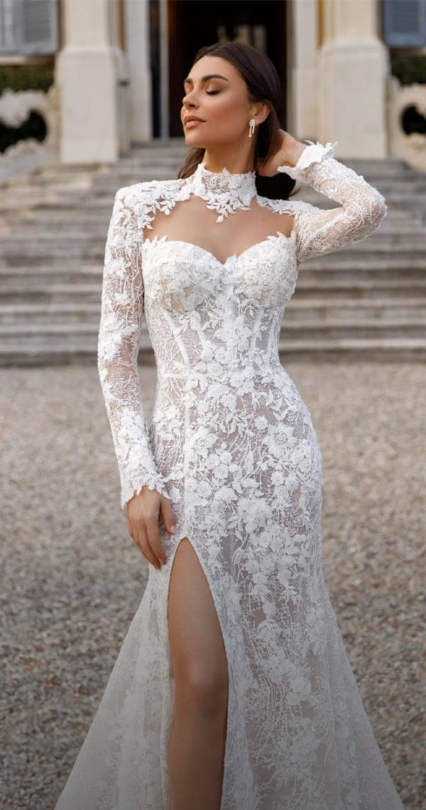 Model wearing a gown by Oksana Mukha